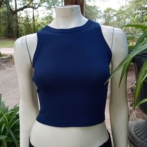 NWT plus size "Hwokefeiyu" blue textured crop top